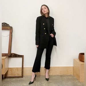 NWT Jason Wu Black Tweed Double Breasted Blazer Jacket w/Gold Buttons